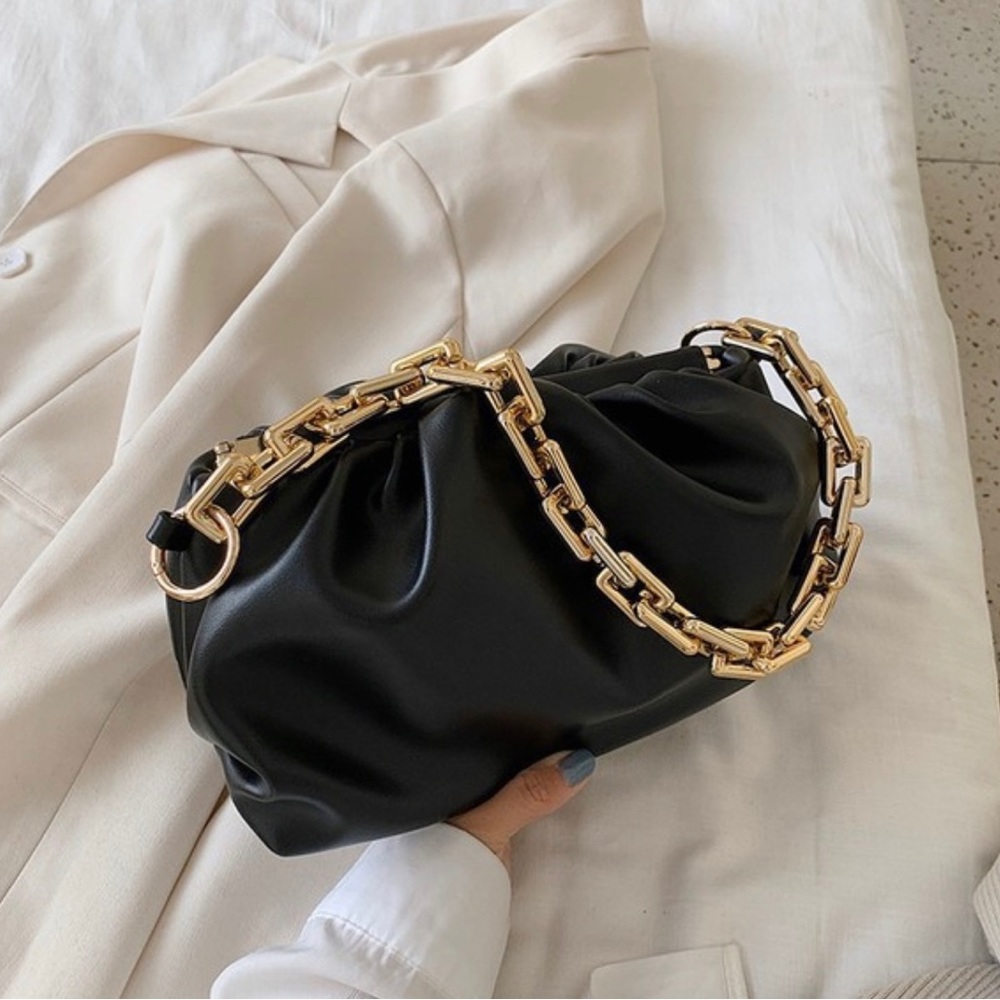 Vegan Leather Cloud Shoulder Bag with 2 Interchangeable Chains